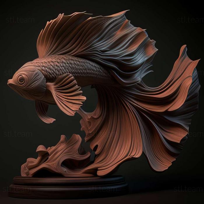 3D model Crown  tailed fighting fish fish (STL)